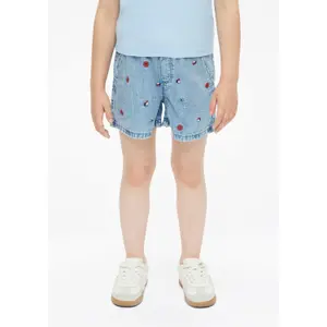 Loose Fit High Rise Denim Shorts Elastic Waist Embroidery Girl s.Oliver image-5
