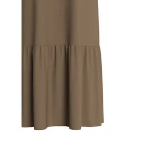 Robe sans manches en viscose imprimée all-over et froncée col rond coupe droite teck mulher s.Oliver image-4