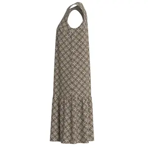 Robe sans manches en viscose imprimée all-over et froncée col rond coupe droite teck mulher s.Oliver image-2