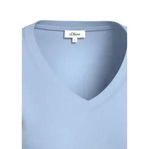 Women's Soft Cotton V-Neck T-Shirt with Side Slit s.Oliver image-5