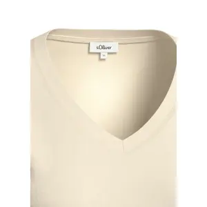 Women's Soft Cotton V-Neck T-Shirt with Side Slit s.Oliver image-4