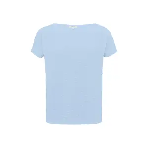 T-shirt από υφασμάτινο ποπλίνα με στρογγυλή λαιμόκοψη και πεσμένα ώματα γυναίκα s.Oliver image-0