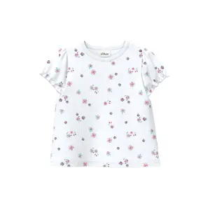 Camiseta de canalé en forma de trapecio con mangas abullonadas e impresión en toda la superficie para bebé s.Oliver image-0
