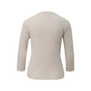 Beige Mélange Round Neck 3/4 Sleeve Fitted T-Shirt Women's s.Oliver image-1