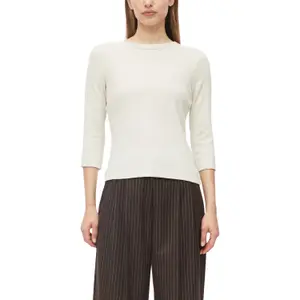 Beige Mélange Round Neck 3/4 Sleeve Fitted T-Shirt Women's s.Oliver image-2