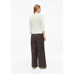Beige Mélange Round Neck 3/4 Sleeve Fitted T-Shirt Women's s.Oliver image-4
