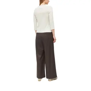 Beige Mélange Round Neck 3/4 Sleeve Fitted T-Shirt Women's s.Oliver image-5
