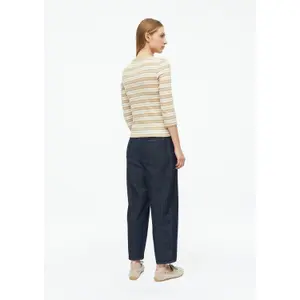 Beige Striped Round Neck 3/4 Sleeve Fitted T-Shirt Women s.Oliver image-4