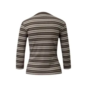 Slim Fit 3/4 Sleeve Round Neck Cut Slim T-shirt Bitter Chocolate Stripe Women s.Oliver image-1