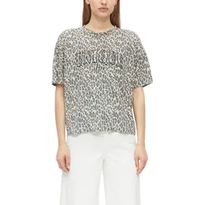 T-shirt z nadrukiem na przodzie luźny krój okrągły dekolt oversize damski s.Oliver image-2