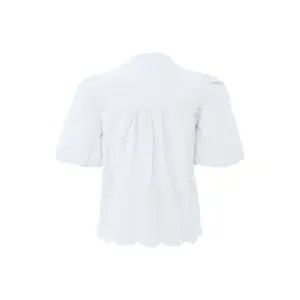 Blusa leve em bordado inglês com gola de babados e franzidos mulher s.Oliver image-1