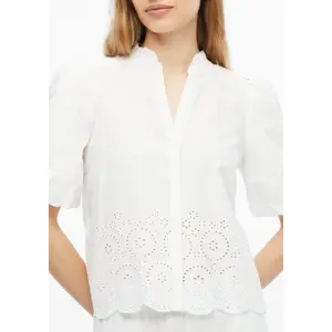 Blusa leve em bordado inglês com gola de babados e franzidos mulher s.Oliver image-3