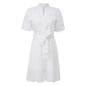 Kurzes Baumwollkleid mit englischer Stickerei und Volantkragen Damen s.Oliver image-0