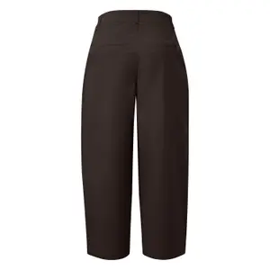 Pantalon culotte-hose coupe confort jambes fuselées et plis taille haute couleur chocolat femme s.Oliver image-1