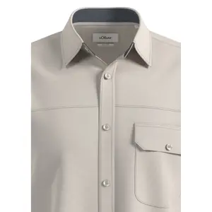 Washed Shirt with Chest Pocket Beige s.Oliver image-4
