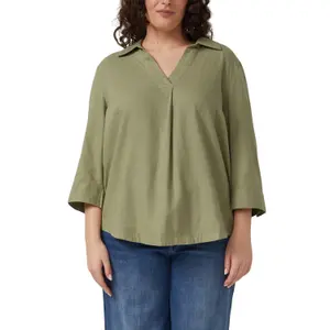 Women's 3/4 Sleeve Turn-Up Linen Blend Blouse s.Oliver image-2