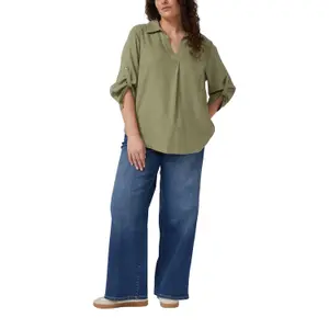 Women's 3/4 Sleeve Turn-Up Linen Blend Blouse s.Oliver image-6
