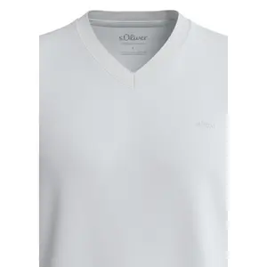 Cotton V-Neck T-Shirt with Printed Logo s.Oliver image-4