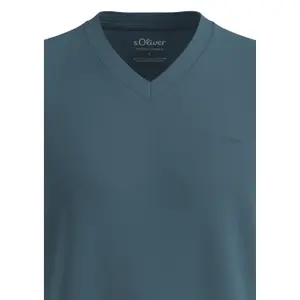Cotton V-Neck T-Shirt with Printed Logo s.Oliver image-4