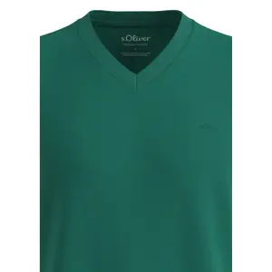Cotton V-Neck T-Shirt with Printed Logo s.Oliver image-4
