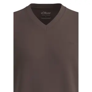 Cotton V-Neck T-Shirt with Printed Logo s.Oliver image-4
