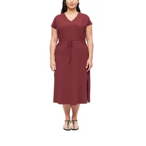 Abito midi in misto cotone con cordoncino e col V donna s.Oliver image-2