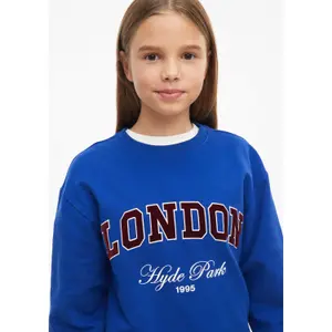 Oversized Sweatshirt with Embroidery and Flocked Print - Brushed Interior Girl s.Oliver image-5