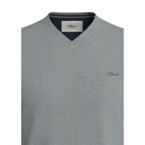 V-Neck Knit Pullover with Embroidered Logo Grey s.Oliver image-4