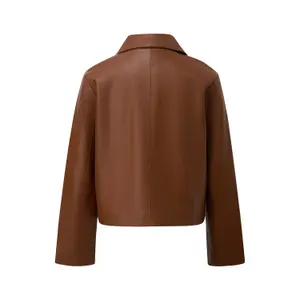 Veste en similicuir nappa col de chemise coupe droite caramel femme s.Oliver image-1