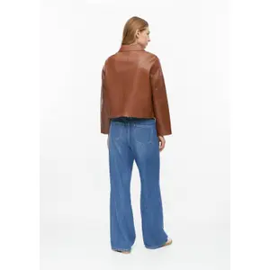 Veste en similicuir nappa col de chemise coupe droite caramel femme s.Oliver image-4