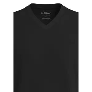Cotton V-Neck T-Shirt with Printed Logo Big Size s.Oliver image-4