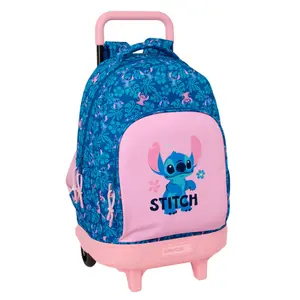 Mochila escolar con carro con ruedas Safta Stitch & Angel 2XL