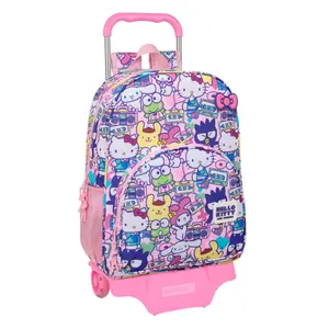 Mochila con carro de ruedas removible de doble cursor Safta Hello Kitty & Friends