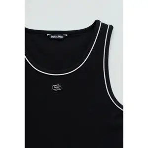 Camiseta sin mangas con hilos lurex mujer Salsa Jeans Basic image-4