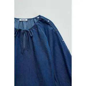 Bluzka z długim rękawem z lekkiego denimu damska Salsa Jeans image-4