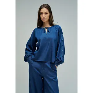 Bluzka z długim rękawem z lekkiego denimu damska Salsa Jeans image-1