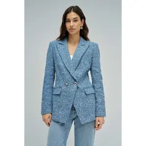 Jeansblazer med jacquardmönster och paljetter dam Salsa Jeans image-1