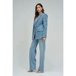 Jeansblazer med jacquardmönster och paljetter dam Salsa Jeans image-2