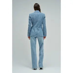 Jeansblazer med jacquardmönster och paljetter dam Salsa Jeans image-3