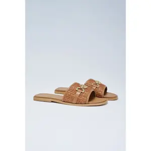 Leather Flat Sandals with Raffia Women Salsa Jeans image-1