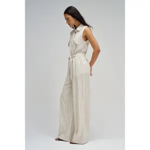 Women's Linen Striped Jumpsuit Salsa Jeans image-3