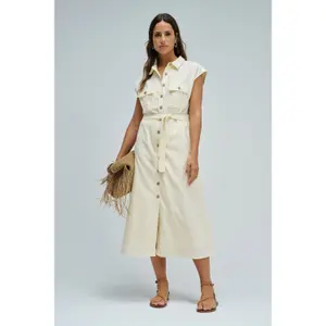 Women's linen shirt dress Salsa Jeans Midi image-1