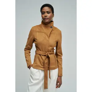 Women's belted coat Salsa Jeans Suede Effect image-1