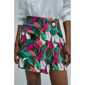 Skirt with Ice Skate Cut and Linen for Women Salsa Jeans image-3