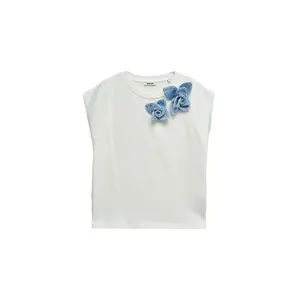 Denim T-Shirt with Floral Appliqué Women's Salsa Jeans