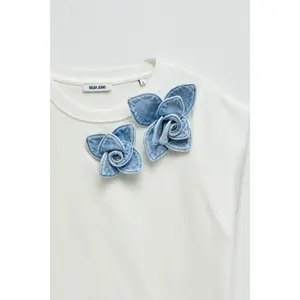 Denim T-Shirt with Floral Appliqué Women's Salsa Jeans image-4
