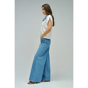 Denim T-Shirt with Floral Appliqué Women's Salsa Jeans image-2