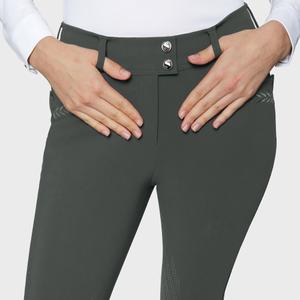 Mid grip riding Trousers for women Samshield Delice Flower Embroidery image-2