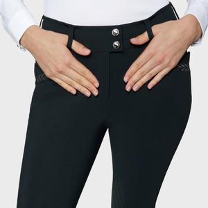 Mid grip riding Trousers for women Samshield Delice Flower Embroidery image-2