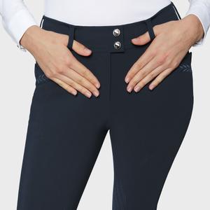Mid grip riding Trousers for women Samshield Delice Flower Embroidery image-2